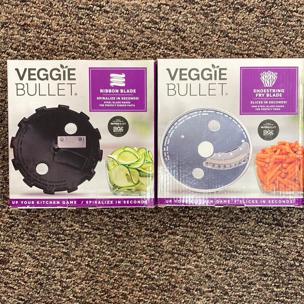 Veggie bullet, accessories, set shoestring, fry blade and ribbon blade